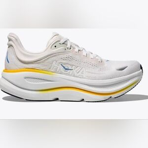 Hoka FIRE! NIB! The Bondi 9 Everyday Running Sneakers in White/Grout. Sz 8B.